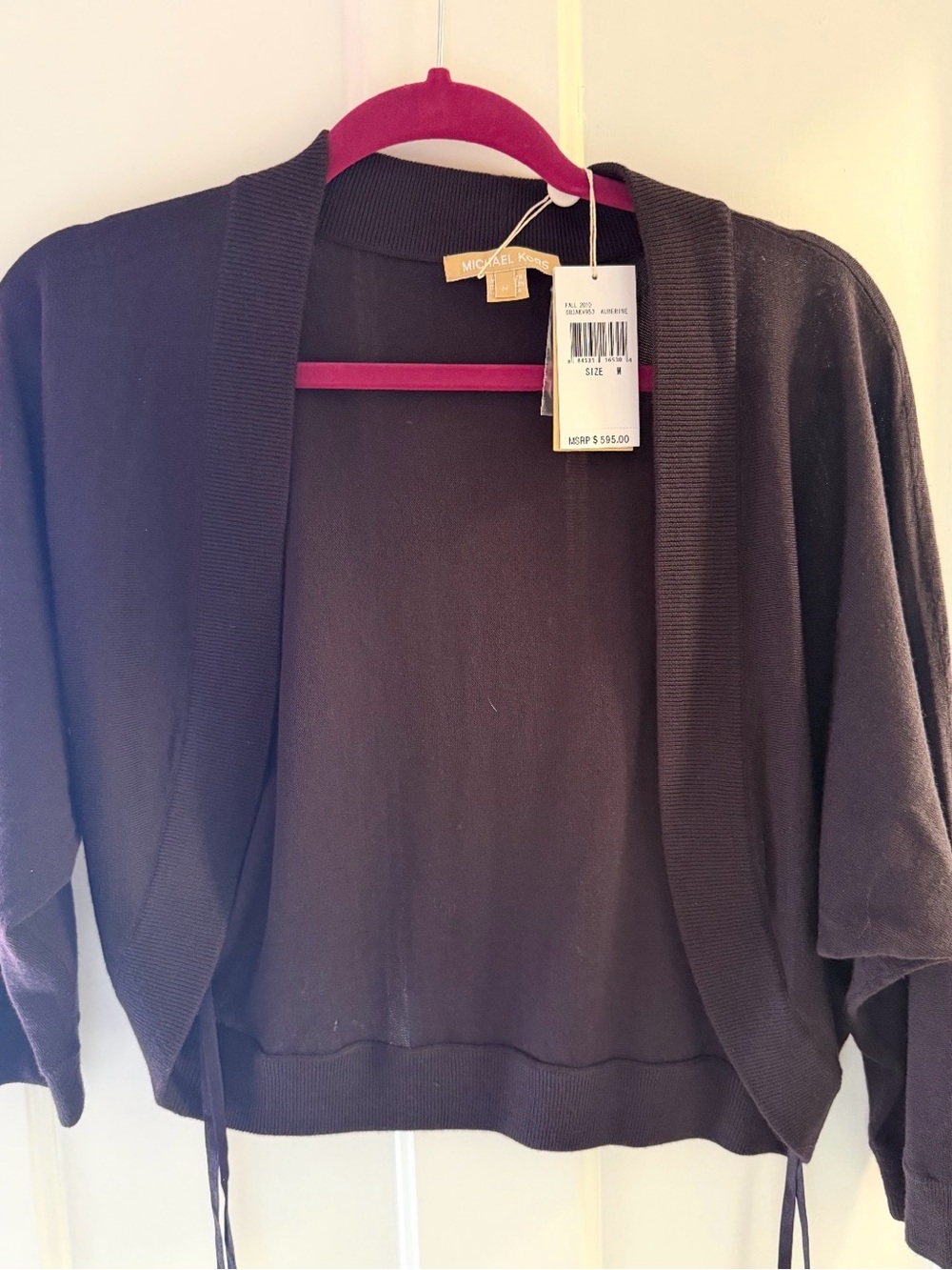 Michael Kors Black Open-Front Draped Shrug